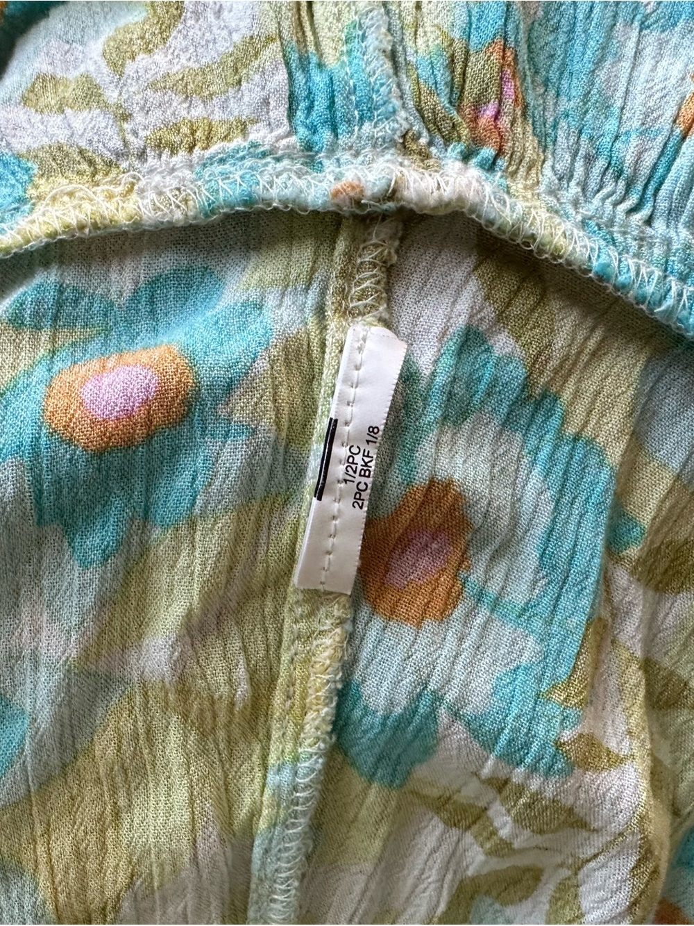 Billabong Aqua and Lime Floral Puff-Sleeve Mini Dress Y2K Style Size Large - Picture 5 of 8